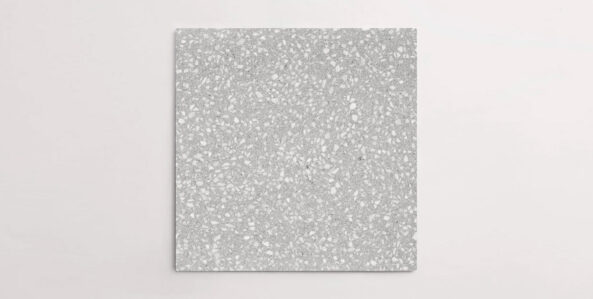 Nasco Stone + Tile's Blake Light Grey Medium Chip terrazzo-look porcelain tile.