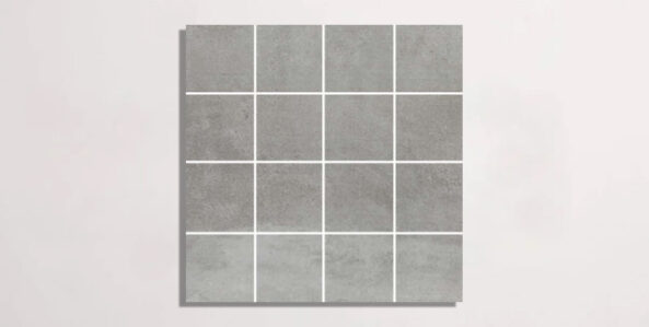 Nasco Stone + Tile 3" x 3" Essence Gris porcelain mosaic.