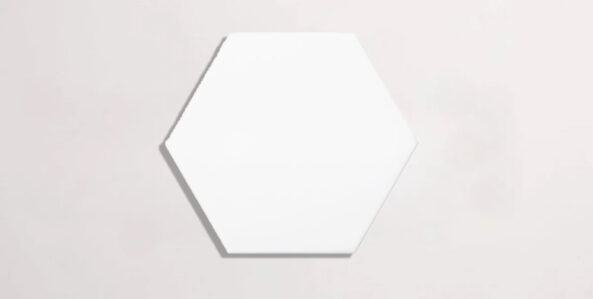 Nasco Stone + Tile Unicolor Extreme White hexagon porcelain tile.