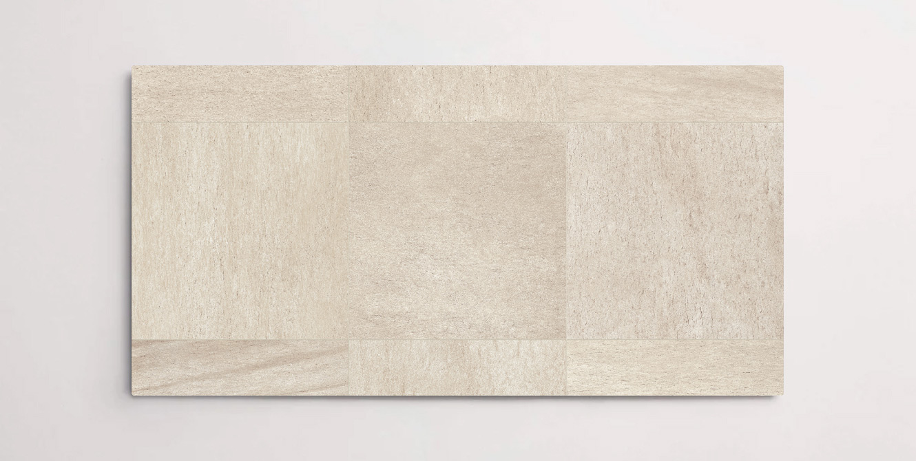 Nasco Stone + Tile Basaltico Beige 12" x 24" porcelain tile.