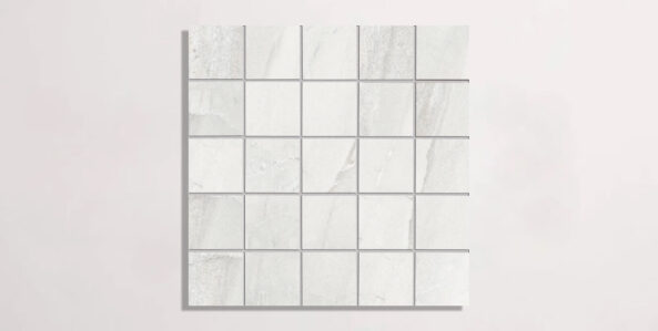 Nasco Stone + Tile Keystone Bianco porcelain square mosaic.