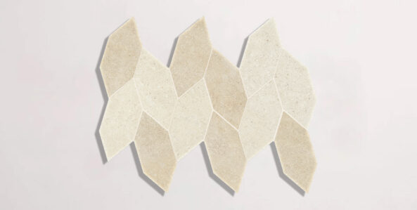 Nasco Stone + Tile Typhoon Beige Leaf porcelain mosaic tile.