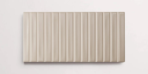 Nasco Stone + Tile Love Bars Greige Matte 5" x 10" decorative wall tile.