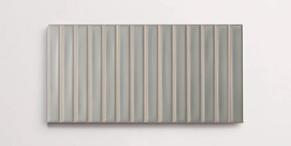 Nasco Stone + Tile Love Bars Grey Matte 5" x 10" decorative wall tile.