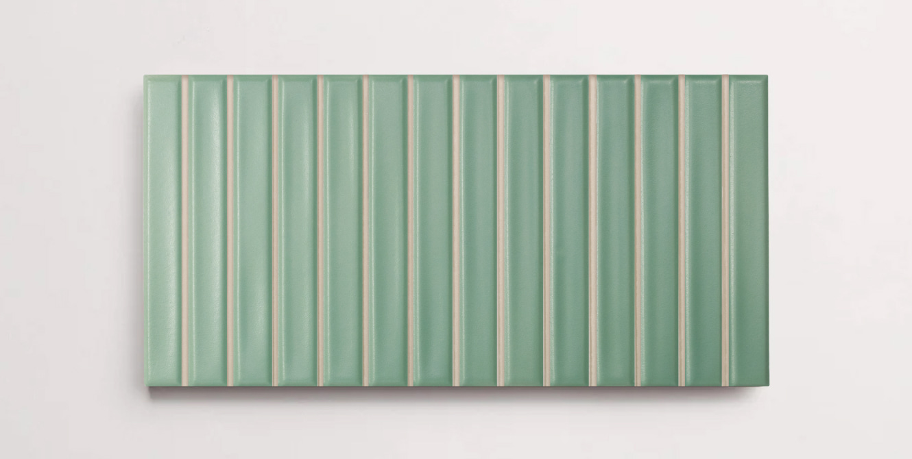 Nasco Stone + Tile Love Bars Sage Matte 5" x 10" decorative wall tile.