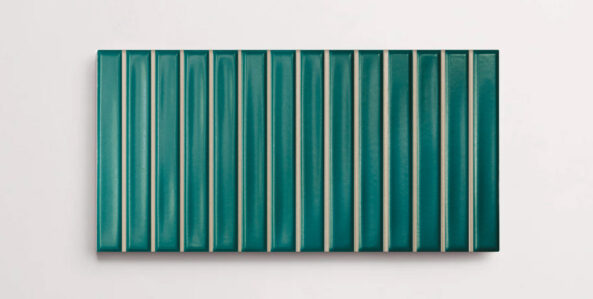 Nasco Stone + Tile Love Bars Teal Matte 5" x 10" decorative wall tile.